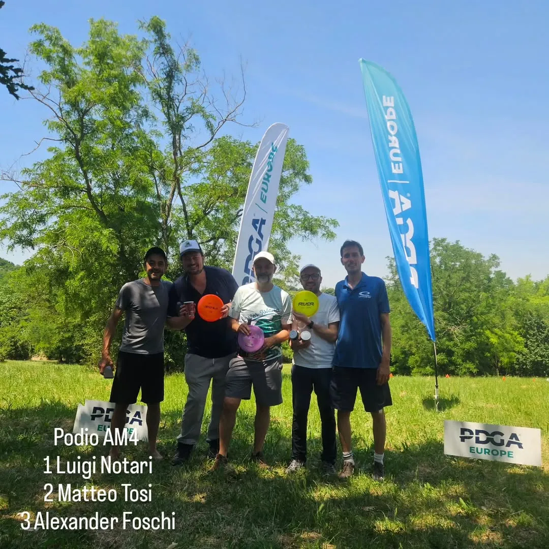 Podio MA4 Dailamola Disc Golf Cup 2026: Luigi Notari, Matteo Tosi, Alexander Foschi